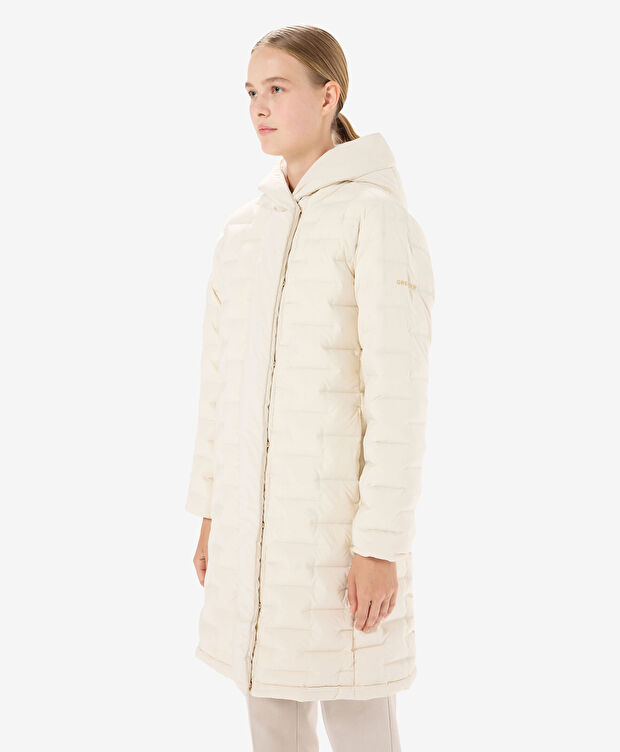 Kadın Krem Suya Dayanıklı Kaz Tüyü Mont - 3