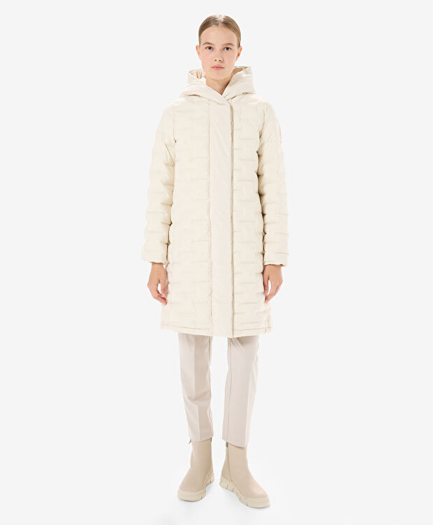 Kadın Krem Suya Dayanıklı Kaz Tüyü Mont - 4