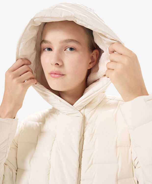 Kadın Krem Suya Dayanıklı Kaz Tüyü Mont - 6