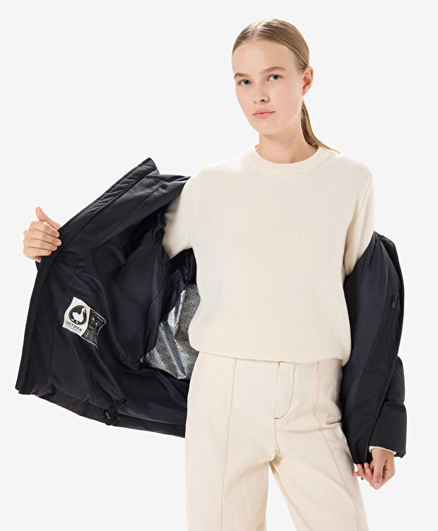 Kadın Siyah Suya Dayanıklı Kaz Tüyü Mont - 6