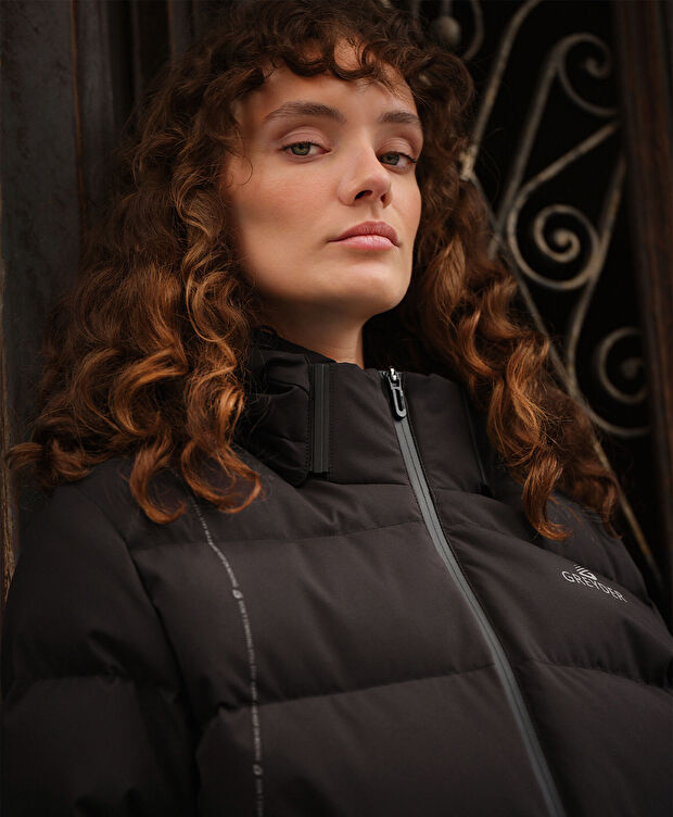 Kadın Siyah Suya Dayanıklı Kaz Tüyü Mont - 8