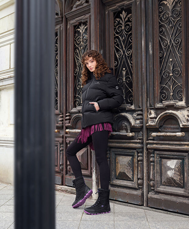 Kadın Siyah Suya Dayanıklı Kaz Tüyü Mont - 9