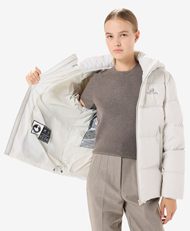 Kadın Ekru Suya Dayanıklı Kaz Tüyü Mont - 5