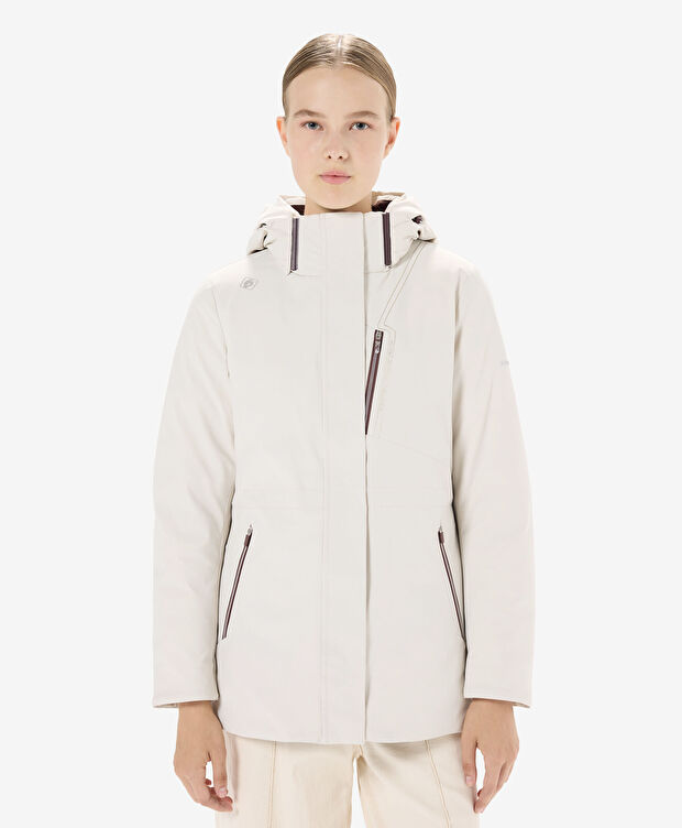 Kadın Krem Suya Dayanıklı Kaz Tüyü Mont - 1