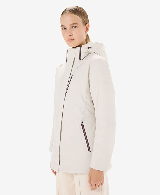 Kadın Krem Suya Dayanıklı Kaz Tüyü Mont - 3