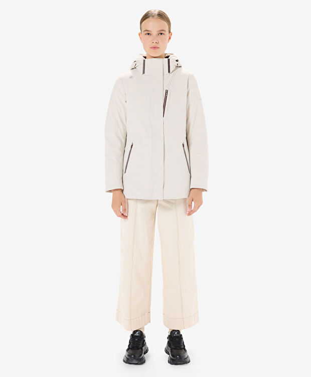 Kadın Krem Suya Dayanıklı Kaz Tüyü Mont - 4