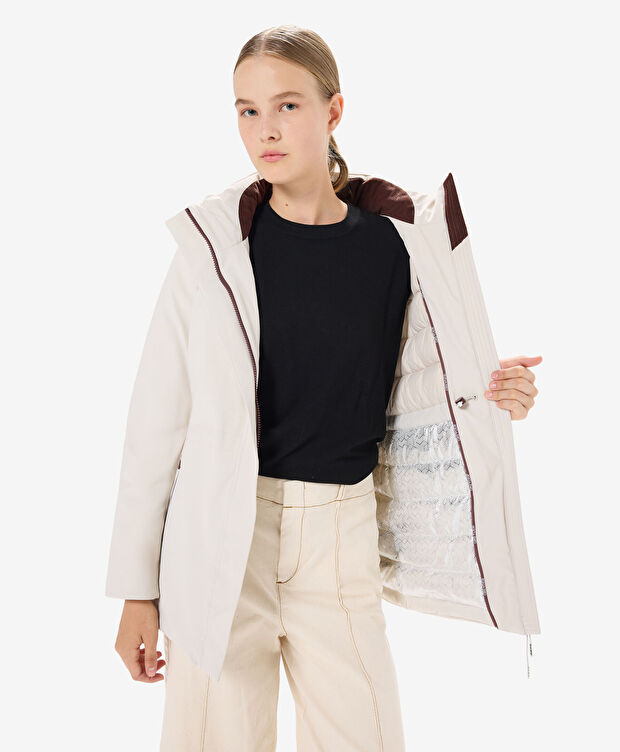 Kadın Krem Suya Dayanıklı Kaz Tüyü Mont - 5