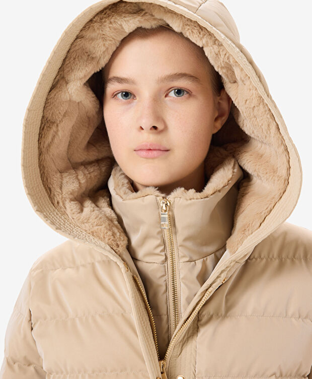 Kadın Bej Suya Dayanıklı Kaz Tüyü Mont - 6