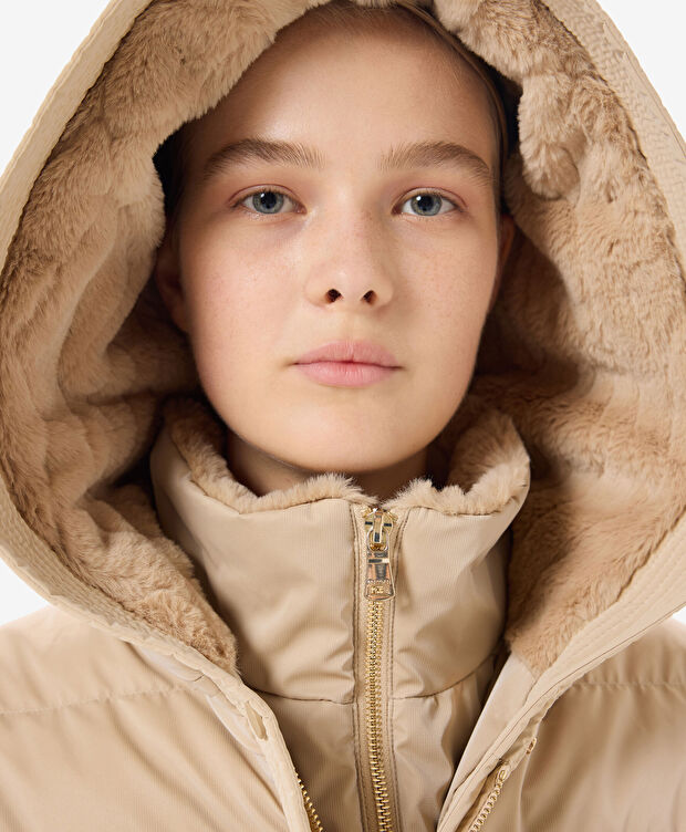 Kadın Bej Suya Dayanıklı Kaz Tüyü Mont - 7