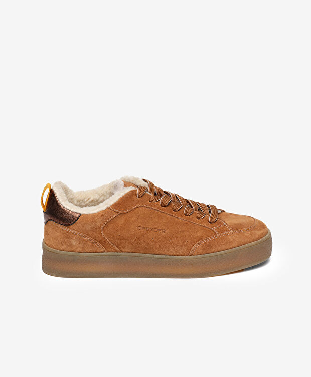 Kadın Taba Hakiki Deri Sneaker Ayakkabı - 1