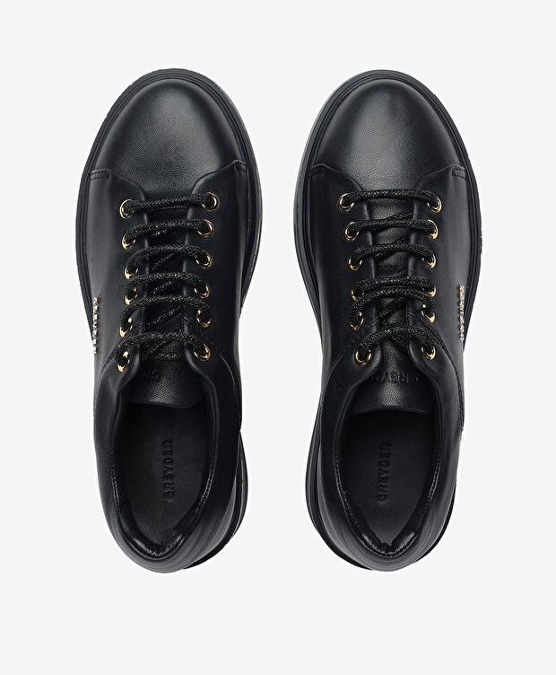 Kadın Siyah Hakiki Deri Sneaker Ayakkabı - 5