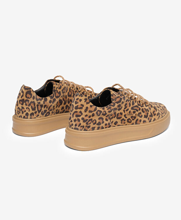 Kadın Leopar Hakiki Deri Sneaker Ayakkabı - 4