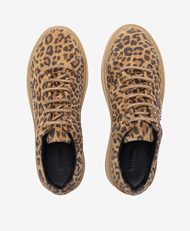 Kadın Leopar Hakiki Deri Sneaker Ayakkabı - 5