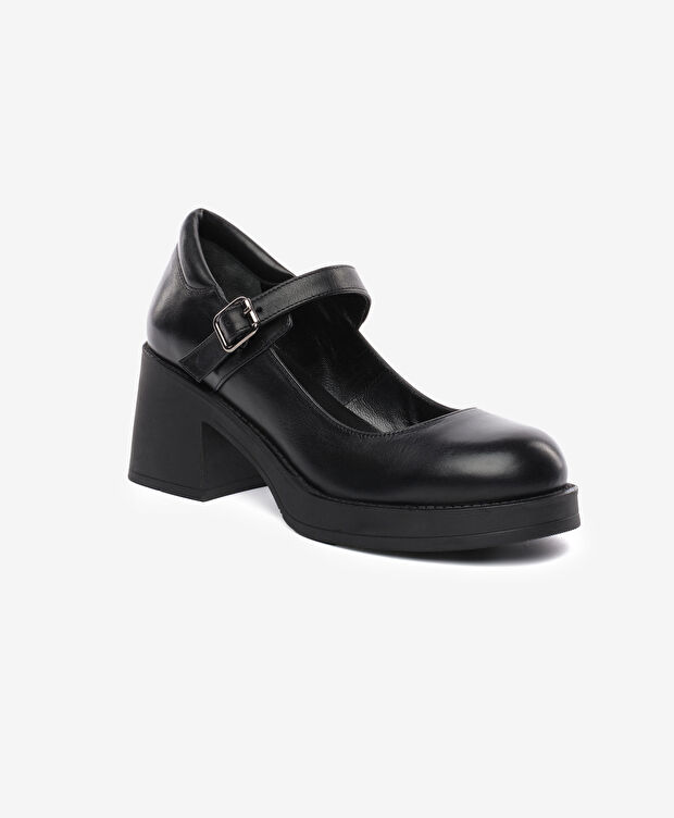 Kadın Siyah Hakiki Deri Klasik Ayakkabı - 2