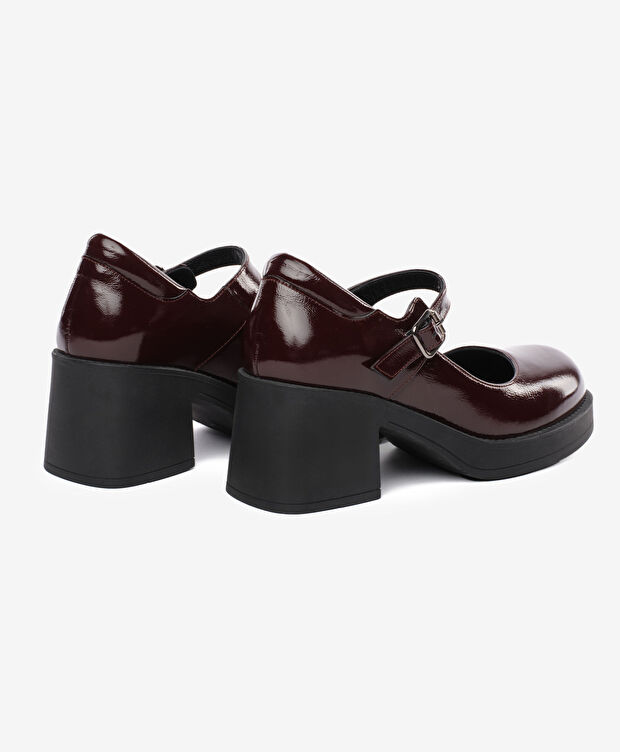 Kadın Bordo Rugan Hakiki Deri Klasik Ayakkabı - 4