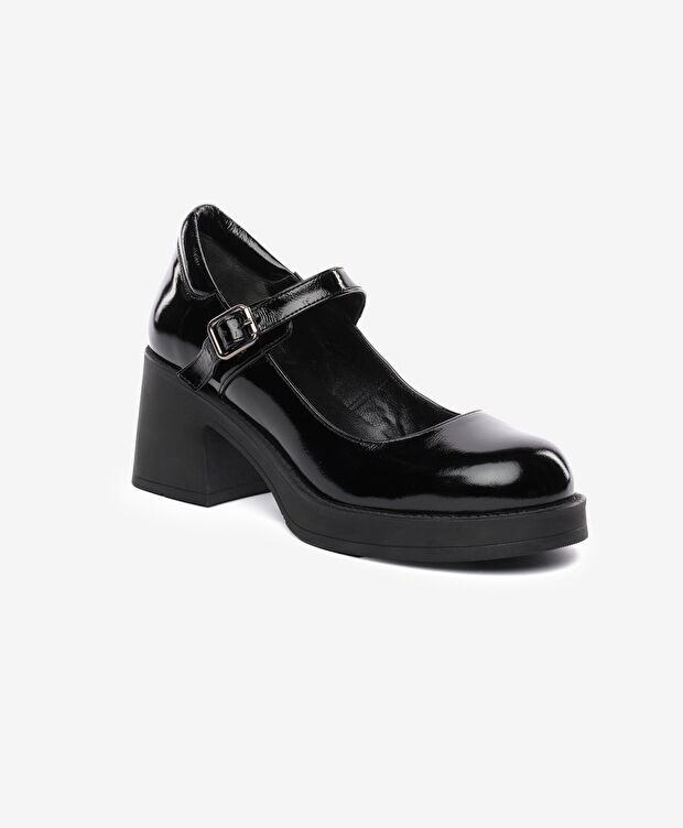 Kadın Siyah Rugan Hakiki Deri Klasik Ayakkabı - 2