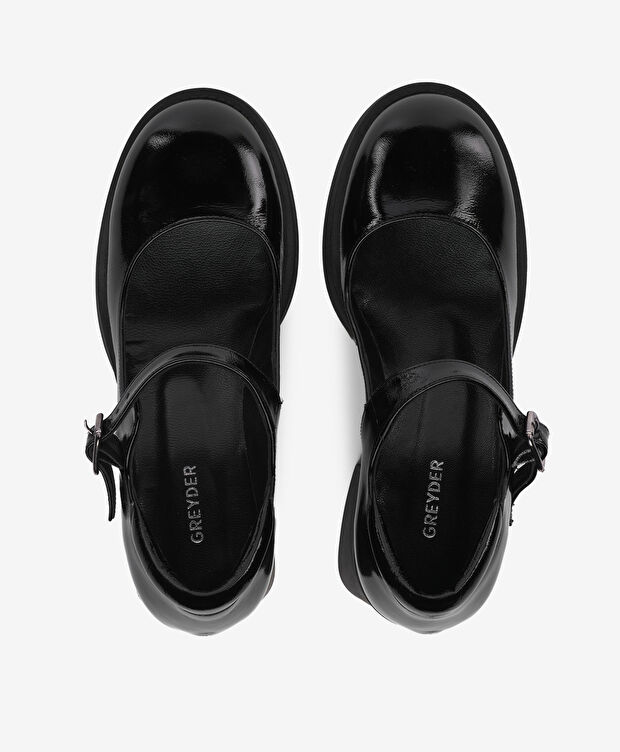 Kadın Siyah Rugan Hakiki Deri Klasik Ayakkabı - 5