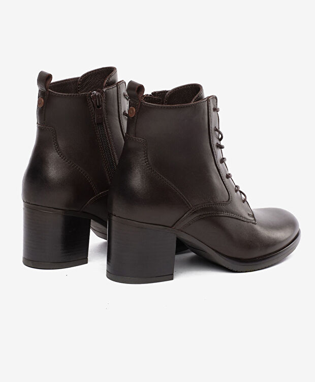 Kadın Kahverengi Hakiki Deri Topuklu Bot - 4