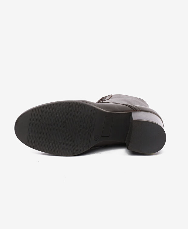 Kadın Kahverengi Hakiki Deri Topuklu Bot - 5