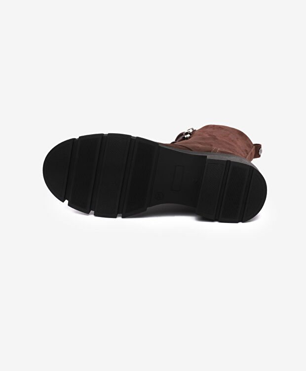 Kadın Kahverengi Hakiki Deri Military Bot - 5