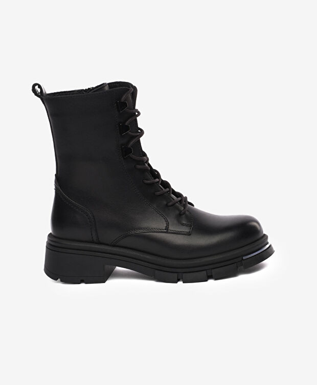 Kadın Siyah Hakiki Deri Military Bot - 1