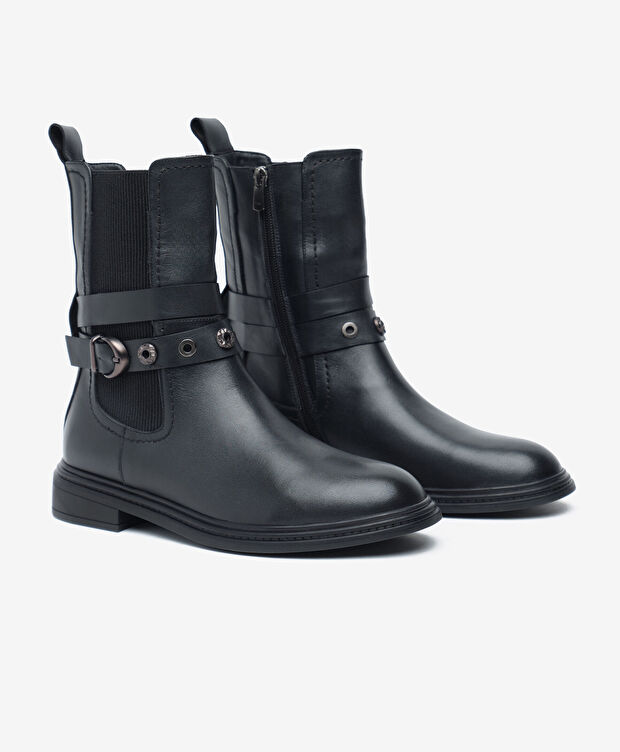 Kadın Siyah Hakiki Deri Bot - 3