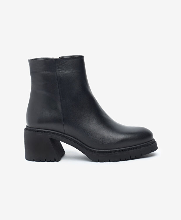 Kadın Siyah Hakiki Deri Topuklu Bot - 1