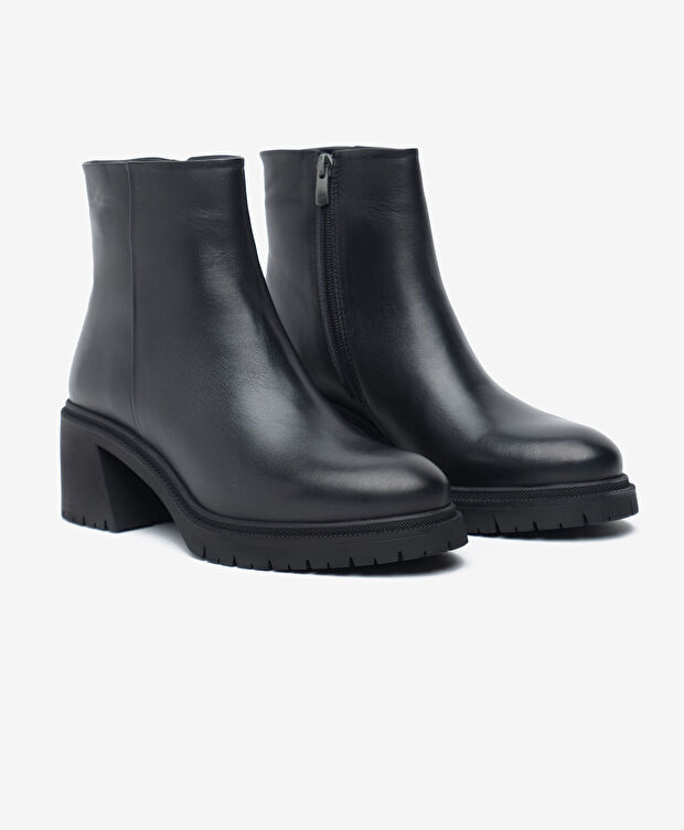 Kadın Siyah Hakiki Deri Topuklu Bot - 3