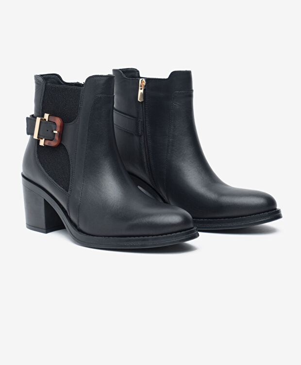 Kadın Siyah Hakiki Deri Topuklu Bot - 3