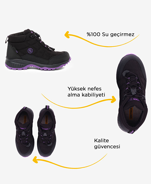 Erkek Çocuk Siyah Mor Su Geçirmez Outdoor Bot - 2
