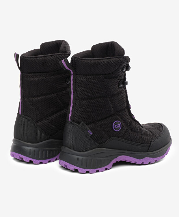 Kız Çocuk Siyah Mor Su Geçirmez Outdoor Kar Botu - 4