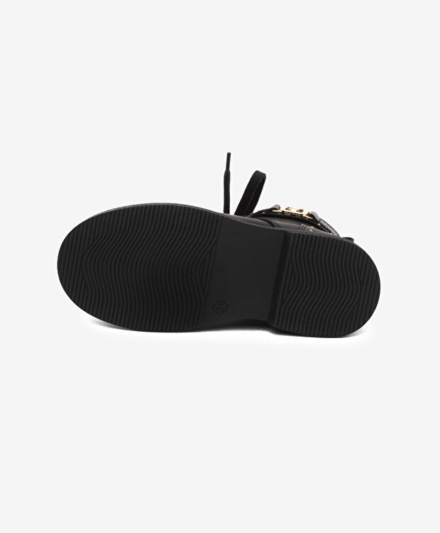 Kız Çocuk Siyah Hakiki Deri Military Bot - 5