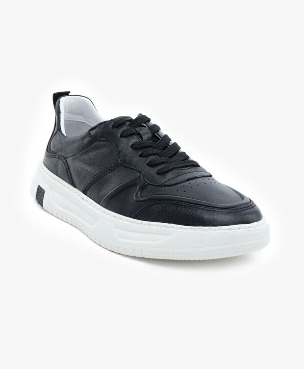 Erkek Siyah Hakiki Deri Sneaker Ayakkabı - 2