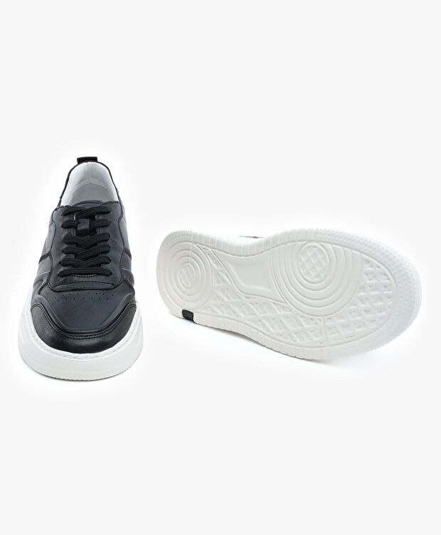 Erkek Siyah Hakiki Deri Sneaker Ayakkabı - 6