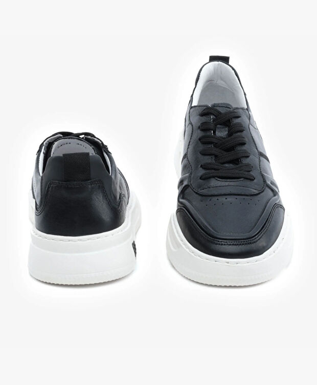 Erkek Siyah Hakiki Deri Sneaker Ayakkabı - 7