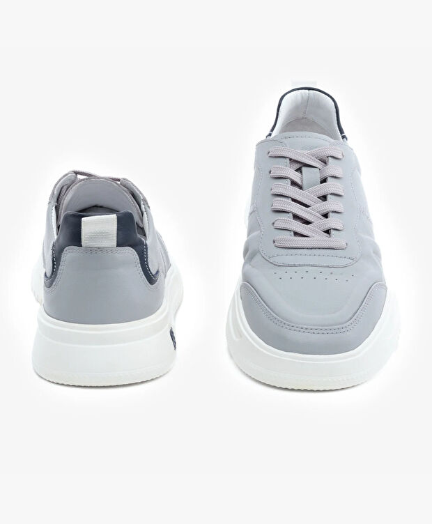 Erkek Siyah Ekru Hakiki Deri Sneaker Ayakkabı - 7