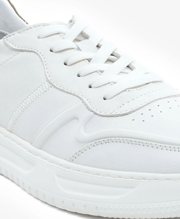 Erkek Beyaz Hakiki Sneaker Ayakkabı - 5