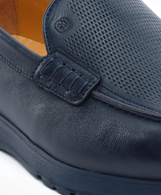Erkek Lacivert Hakiki Deri Comfort Ayakkabı - 5