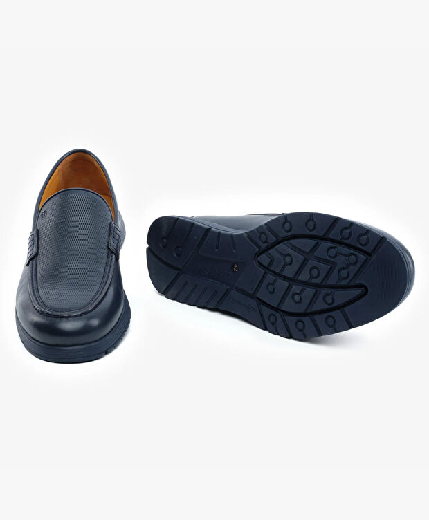 Erkek Lacivert Hakiki Deri Comfort Ayakkabı - 6