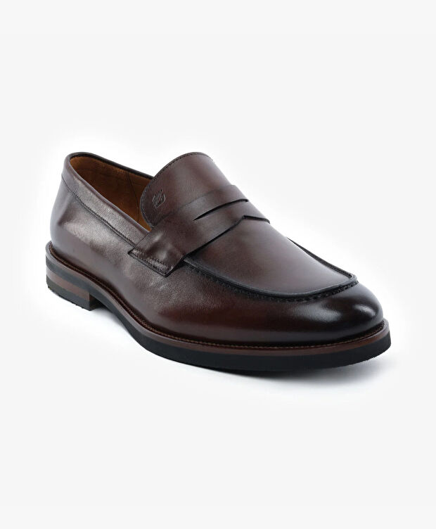 Erkek Kahverengi Hakiki Deri Klasik Ayakkabı - 2