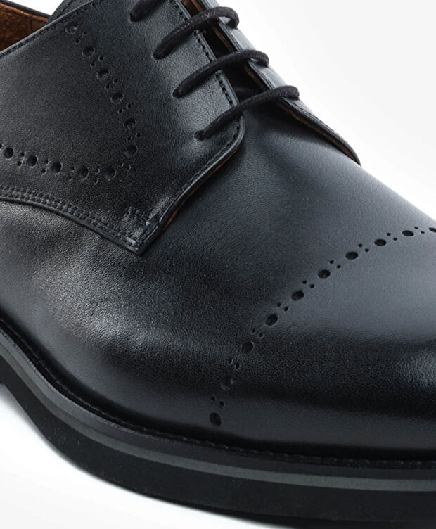 Erkek Siyah Hakiki Deri Oxford Ayakkabı - 5