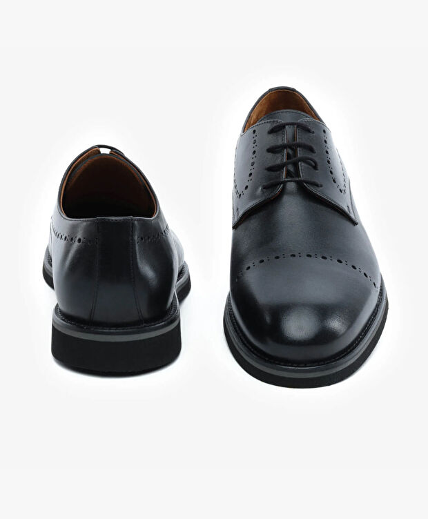 Erkek Siyah Hakiki Deri Oxford Ayakkabı - 7