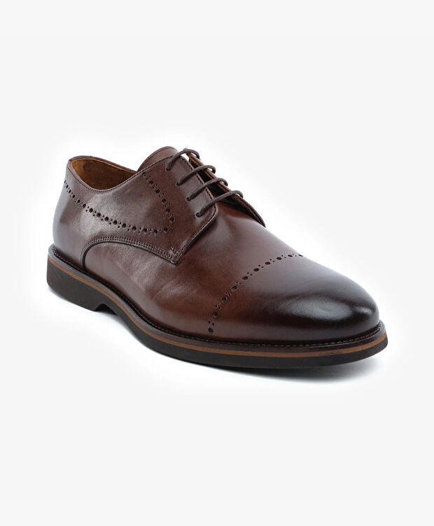 Erkek Kahverengi Hakiki Deri Oxford Ayakkabı - 2