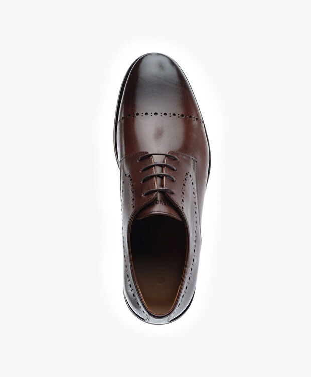 Erkek Kahverengi Hakiki Deri Oxford Ayakkabı - 4