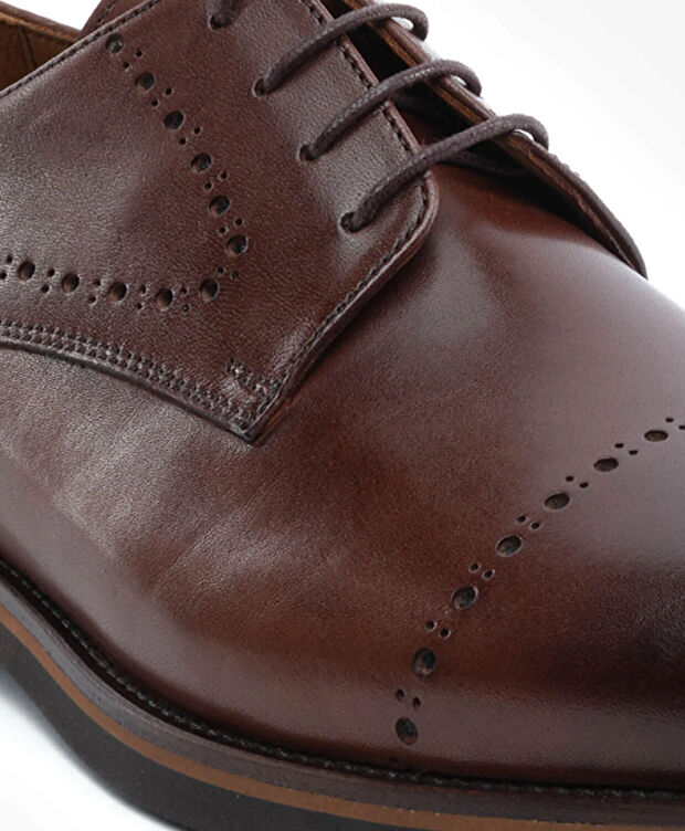 Erkek Kahverengi Hakiki Deri Oxford Ayakkabı - 5