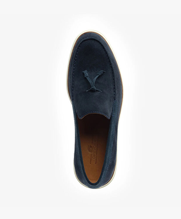 Erkek Lacivert Hakiki Deri Loafer Ayakkabı - 4