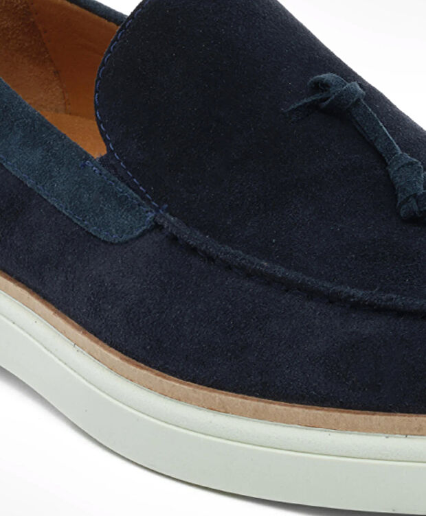 Erkek Lacivert Hakiki Deri Loafer Ayakkabı - 5