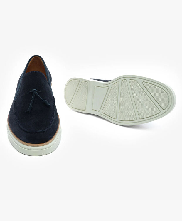 Erkek Lacivert Hakiki Deri Loafer Ayakkabı - 6