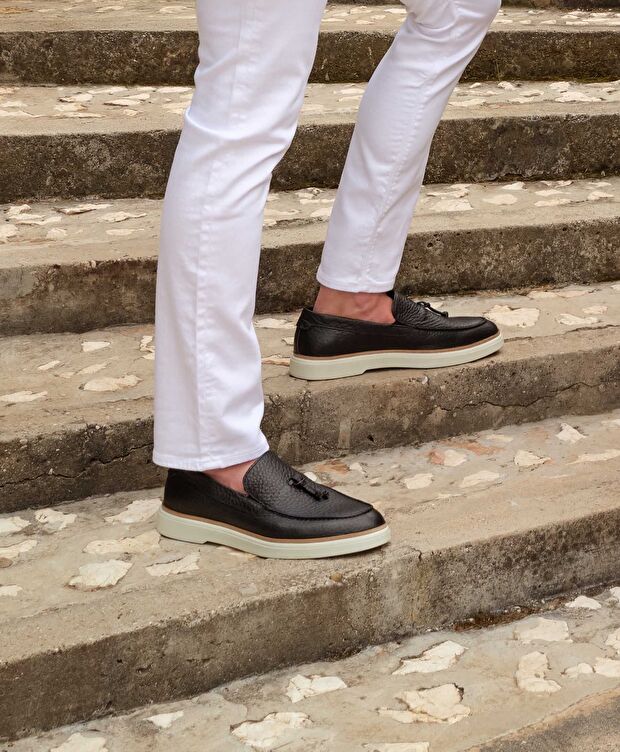 Erkek Siyah Hakiki Deri Loafer Ayakkabı - 8