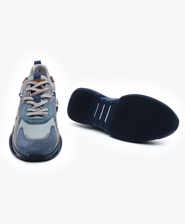 Erkek Füme Indigo Hakiki Deri Spor Ayakkabı - 6
